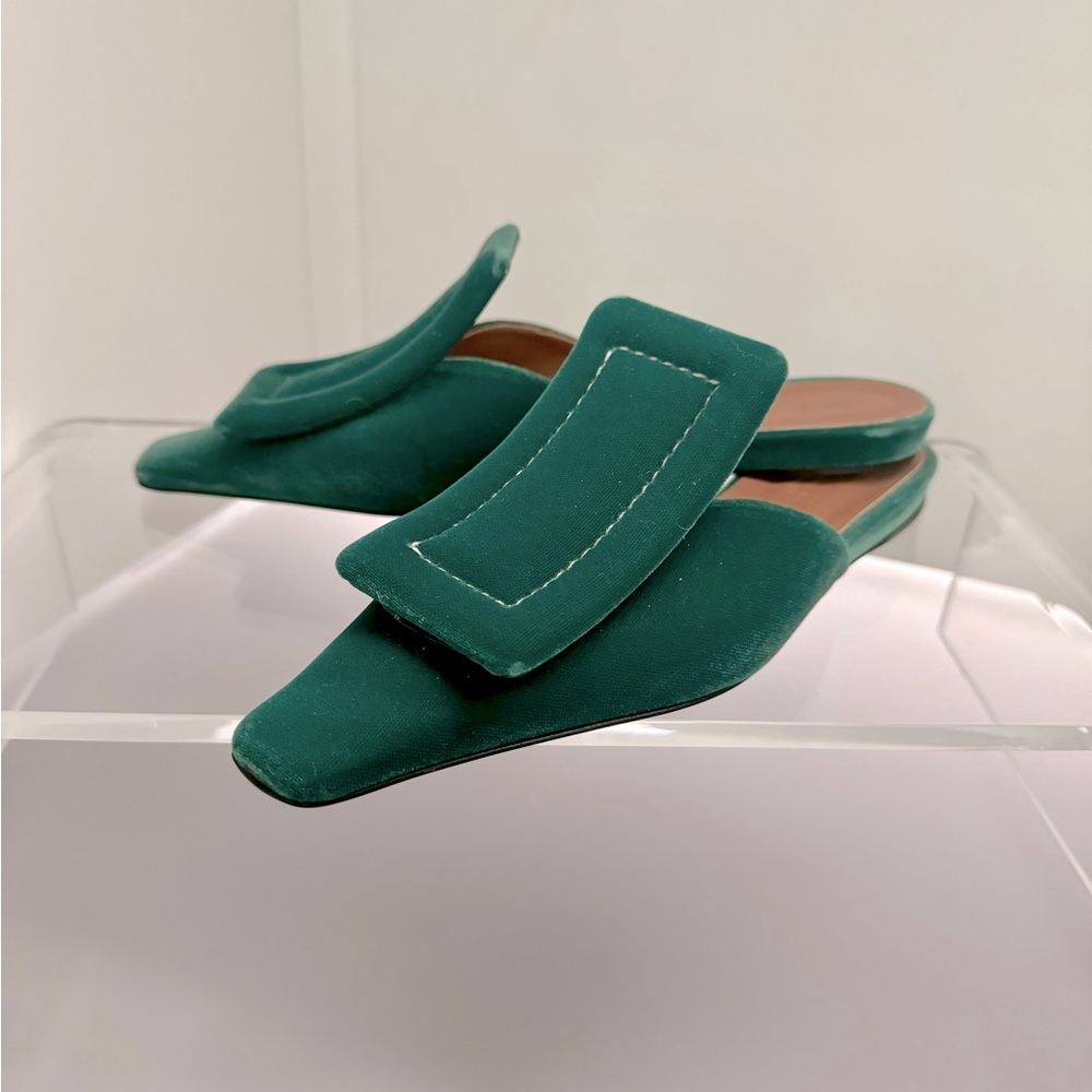 Marni Green Velvet Mules